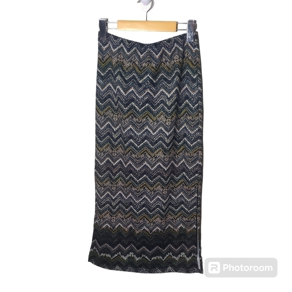 Margaret‎ O'Leary Zig Zag Knit Patterned Midi Pencil Skirt Size Small